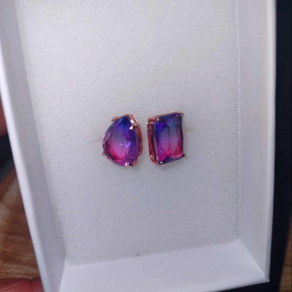 Elegant Pink and Purple Stud Earrings